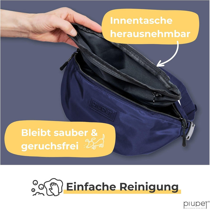 PiuPet® Leckerlitasche für Hunde I Stylische & wasserdichte Gassitasche Hunde mit 3 Reissverschlussf