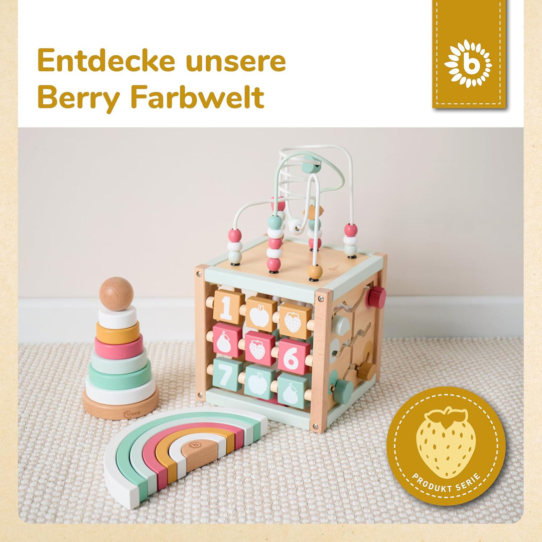 Bieco Motorikwürfel Berry nachhaltiges Holz FSC® | Spielwürfel Baby | Motorikwürfel ab 1 Jahr Activi