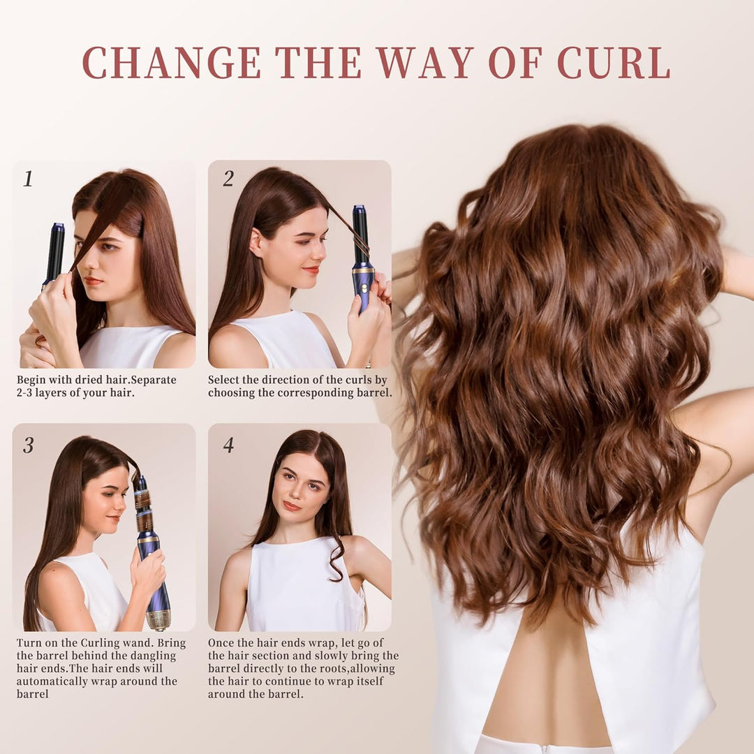 2025 Neues Hair Styler,OKWRAP Hair Styler Set, Airstyler 6 In 1 Mit Rundbürstenföhn Haarstyler Warml