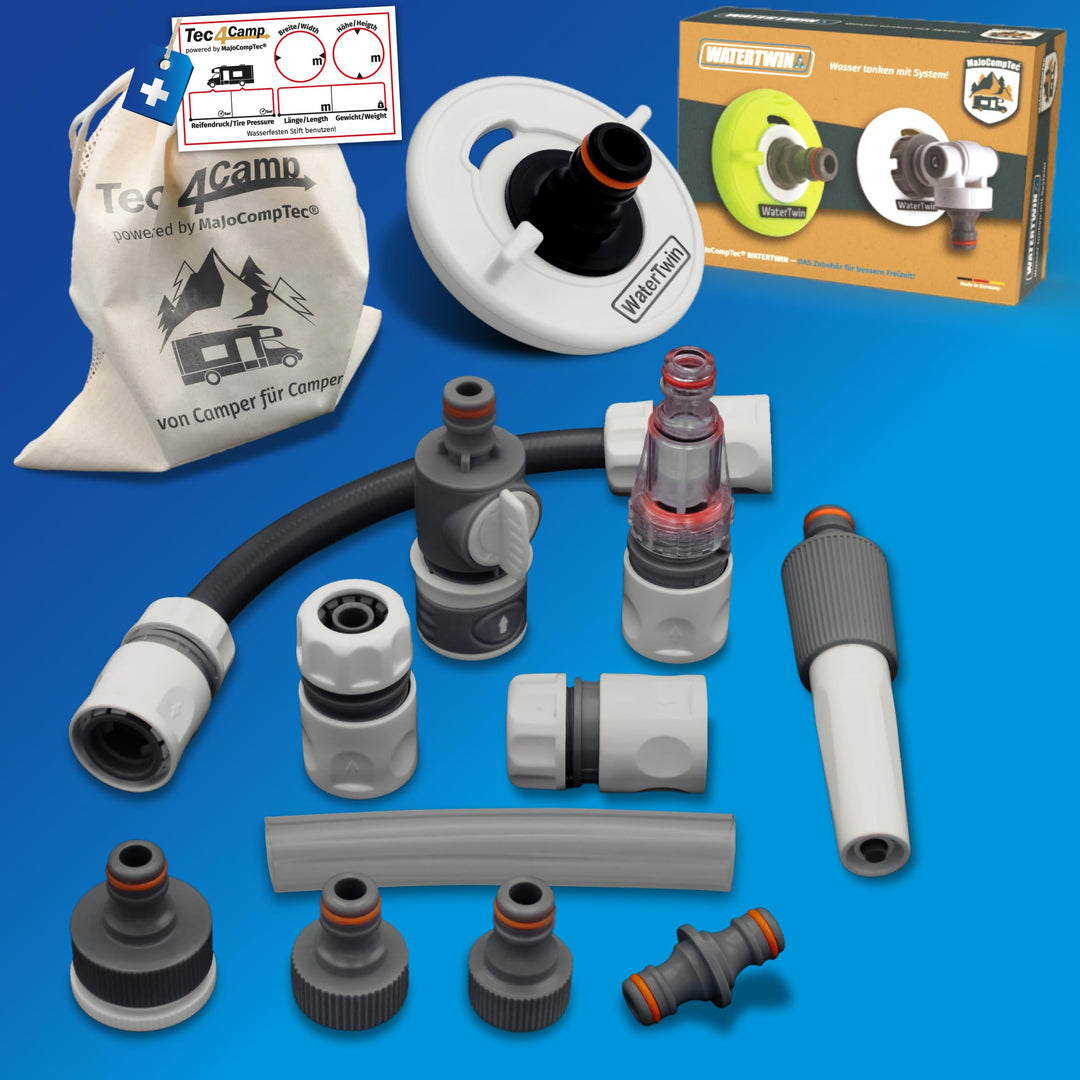 MaJoCompTec® CONNECT-30 Wohnmobil Wasser Tank Set| Caravan Einfüllstutzen Tankdeckel Zubehör (Anschl