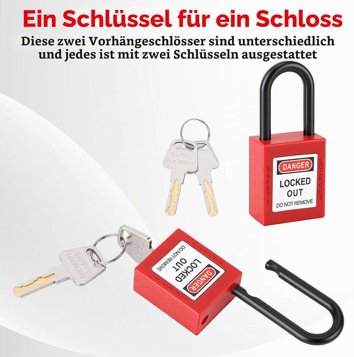 Lockout Vorhängeschloss, 5 Stück Nylon Staubdicht Sicherheits Vorhängeschloss mit 10 Schlüssel, 38mm