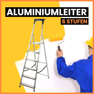 KADAX Aluminiumleiter, Stehleiter bis zu 125 kg, Stufenleiter, Klapptritt für Senioren, Alu-Sicherhe