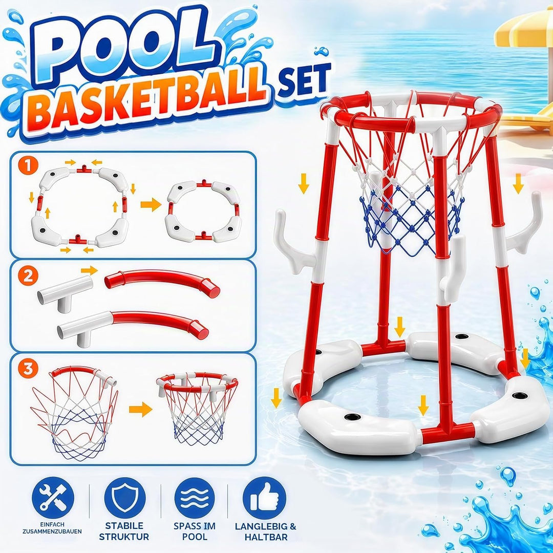 Ronronner 3-in-1 Pool Basketballkorb für Den Pool, Pool Spielzeug mit Sticky Ball Toss &amp; Ring Toss,