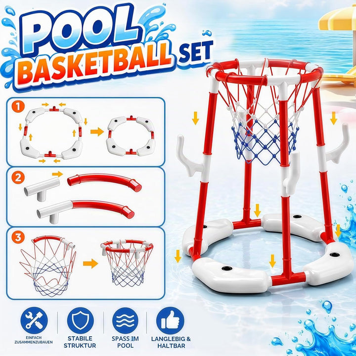 Ronronner 3-in-1 Pool Basketballkorb für Den Pool, Pool Spielzeug mit Sticky Ball Toss &amp; Ring Toss,