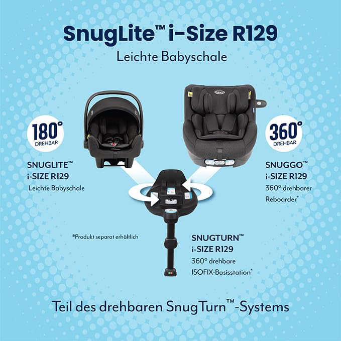 Graco SnugLite™ i-Size R129 Babyschale, ab Geburt bis ca. 12 Monate (40 bis 75 cm), leicht, kompatib