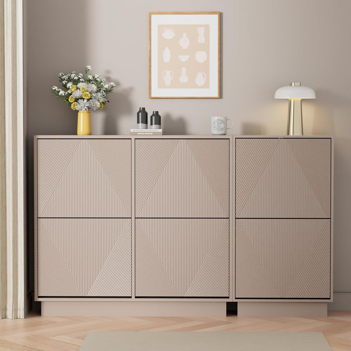 UEV Schuhschrank mit 4 Klappen, Schuhkommode schmal mit Kippschutz, Schuhkipper für Wohnzimmer Schla