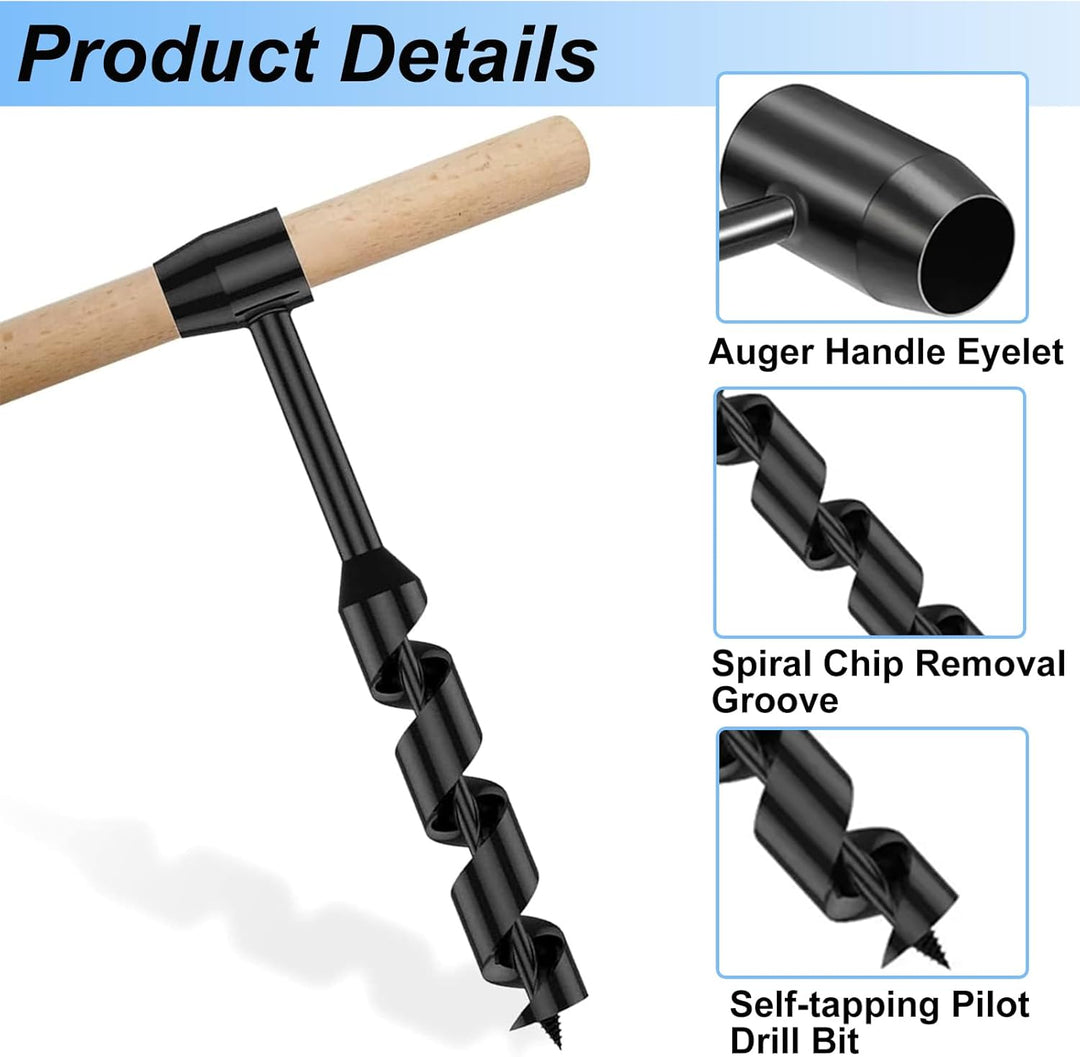 Handbohrer Bushcraft Manueller Schraubenschlüssel,Schwerlast-Stahl Scotch Eye Holz Handbohrer Bushcr