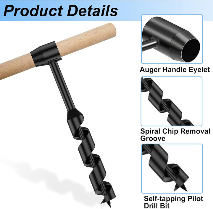 Handbohrer Bushcraft Manueller Schraubenschlüssel,Schwerlast-Stahl Scotch Eye Holz Handbohrer Bushcr