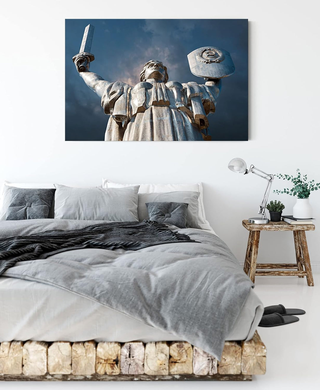 Pixxprint Mutter Mutterland Ukraine als Leinwandbild | Grösse: 120x80 cm | Wandbild | Kunstdruck | f