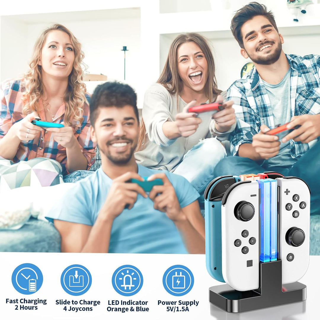 Switch Controller Ladestation für Nintendo Switch & OLED, 2 Std Schnelllade Joy Con Ladestation mit
