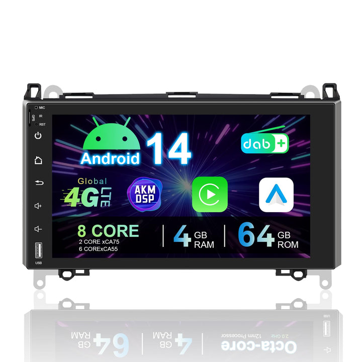 Autoradio Android 14.0 für Mercedes-Benz A-Klasse W169/B-Klasse W245/Viano/Vito W639/Sprinter W906,