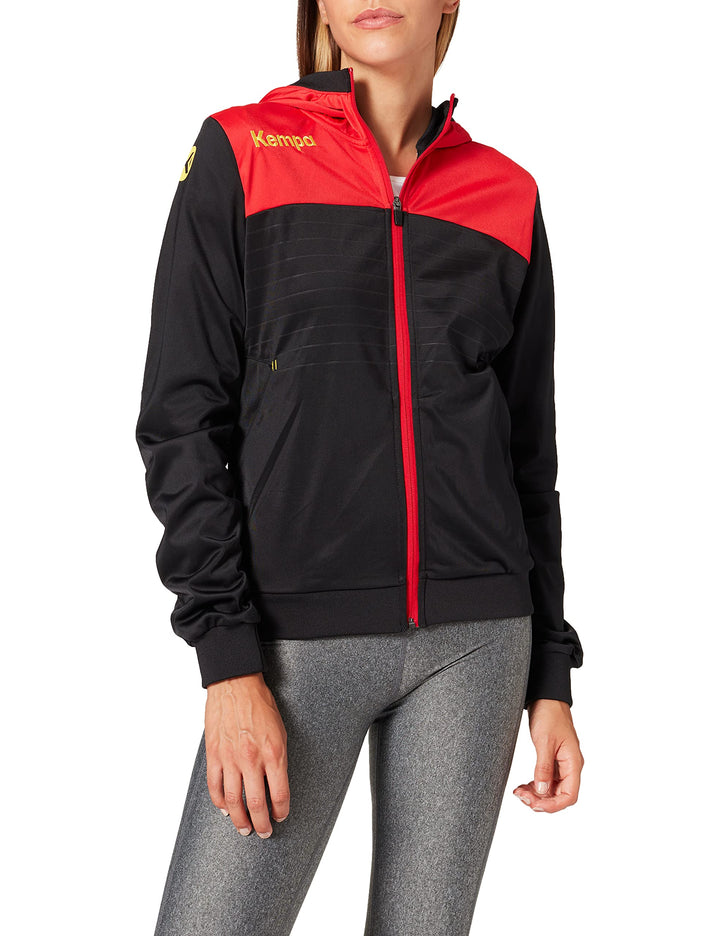Kempa Herren Emotion 2.0 Kapuzenjacke, schwarz/Rot/Gelb, L