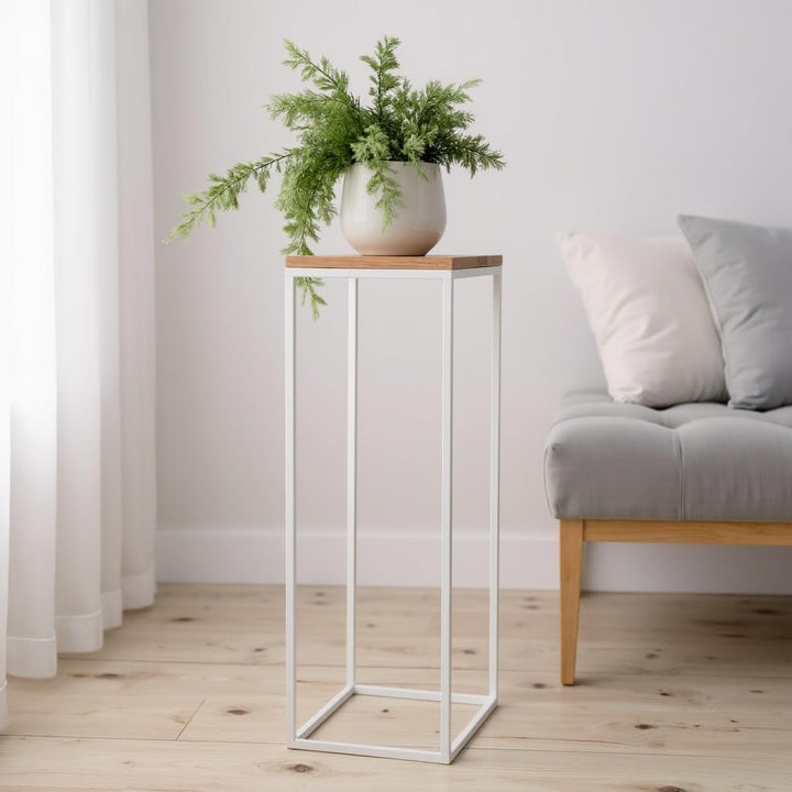 Pflanzenständer Craft - 24x24x100cm - Farbe Weiss - für Zimmerblumen - Metallregal - dekorativer Tis