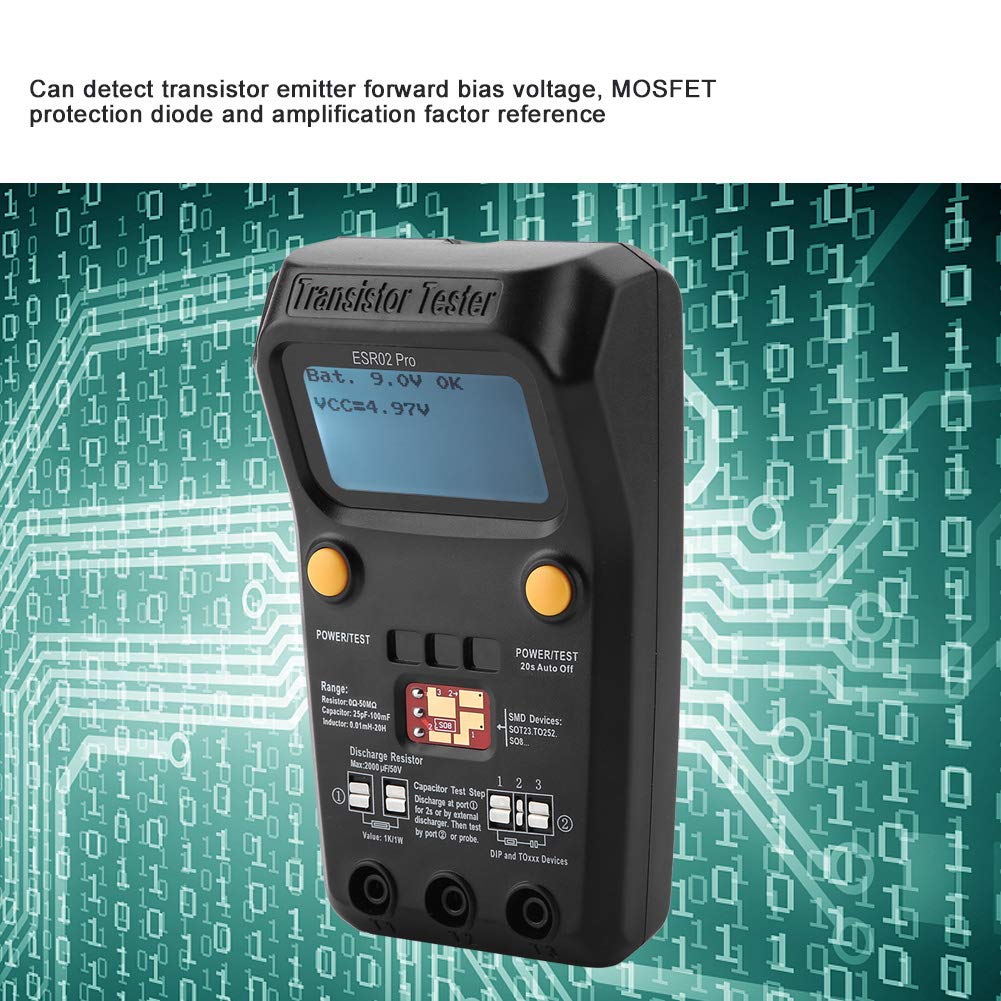 ESR02 Transistor Tester SMD-Chip-Komponenten-Kondensatormessgerät Induktivitätsmessgerät für Elektri