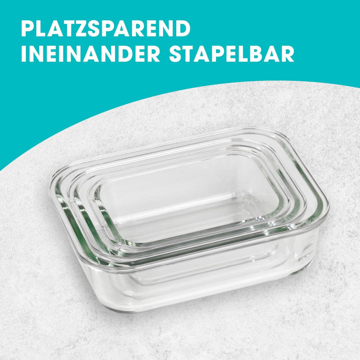 GOURMETmaxx Glas-Frischhaltedosen Klick-it 3er Set | Als Brotdose oder für Meal Prep | Spülmaschinen