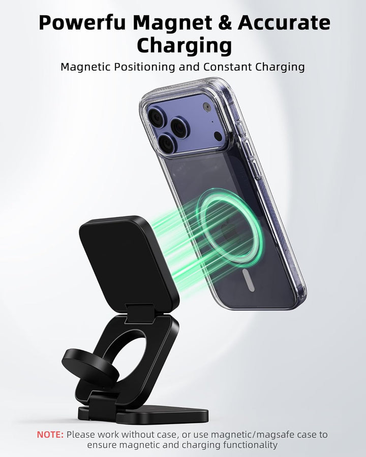 KU XIU X55 Turbo Qi2.2 25W Ladestation für Magsafe, Faltbar 3 in 1 Ladestation für Apple Watch und i