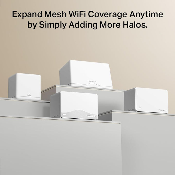 Mercusys Halo H3600BE Mesh WLAN Set (2er-Pack), Wi-Fi 7 BE3600 Dualband-Router & Repeater, 3 × Gigab