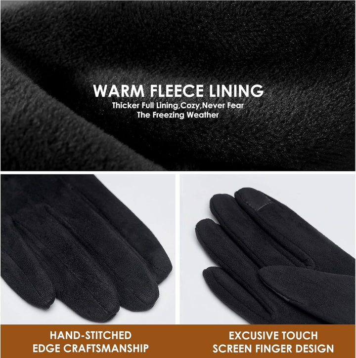 Frauen Winter Warm Touchscreen Telefon Winddicht Handschuhe Tragen Gefüttert Dicke Handschuhe Schwar