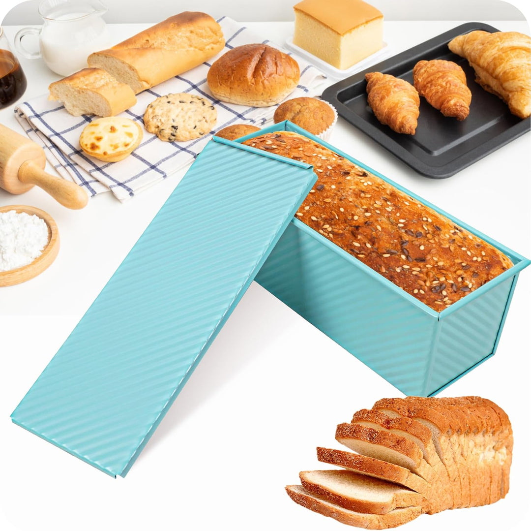 Spmarkt Blaue Pullman-Kastenform mit Deckel, 1 kg Brotkastenform, PFTE- und PFOA-freie antihaftbesch