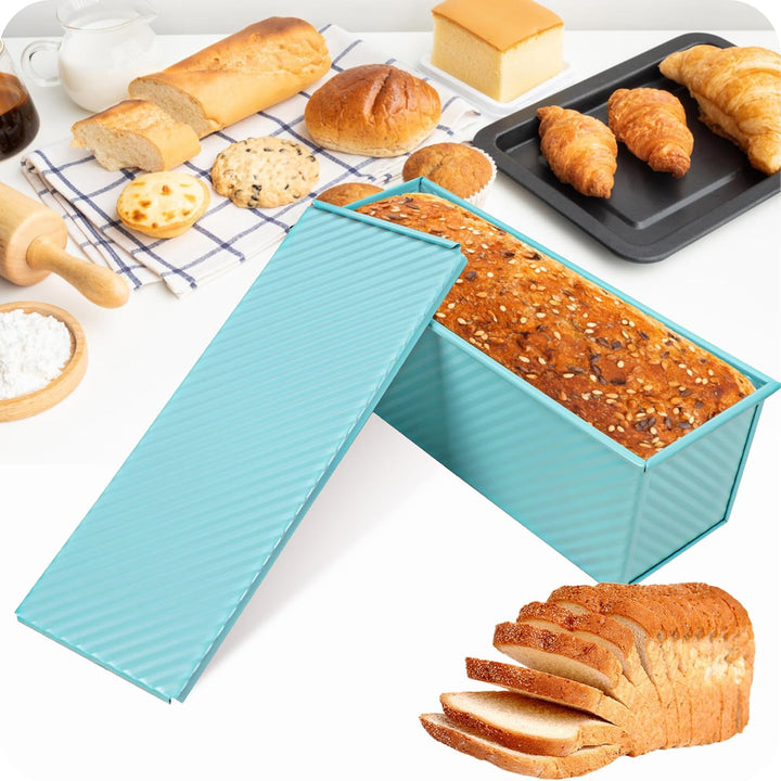Spmarkt Blaue Pullman-Kastenform mit Deckel, 1 kg Brotkastenform, PFTE- und PFOA-freie antihaftbesch