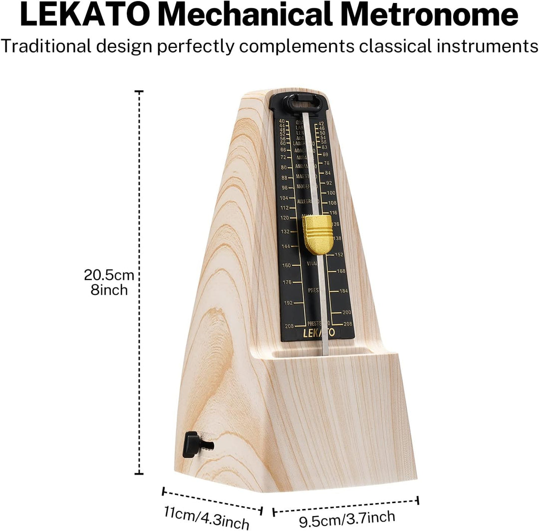 Mechanisches Metronom mit Glocke, LEKATO Universal Metronom für Klavier, Gitarre, Ukulele, Violine u