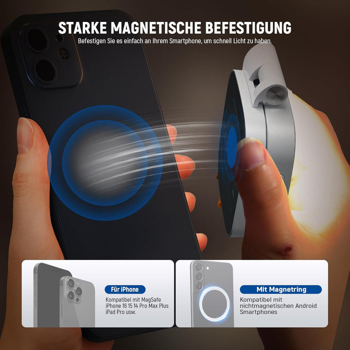 NEEWER Basics Magnetisches Selfie Licht Handy kompatibel mit MagSafe iPhone, 2W CRI95+ zweifarbiges