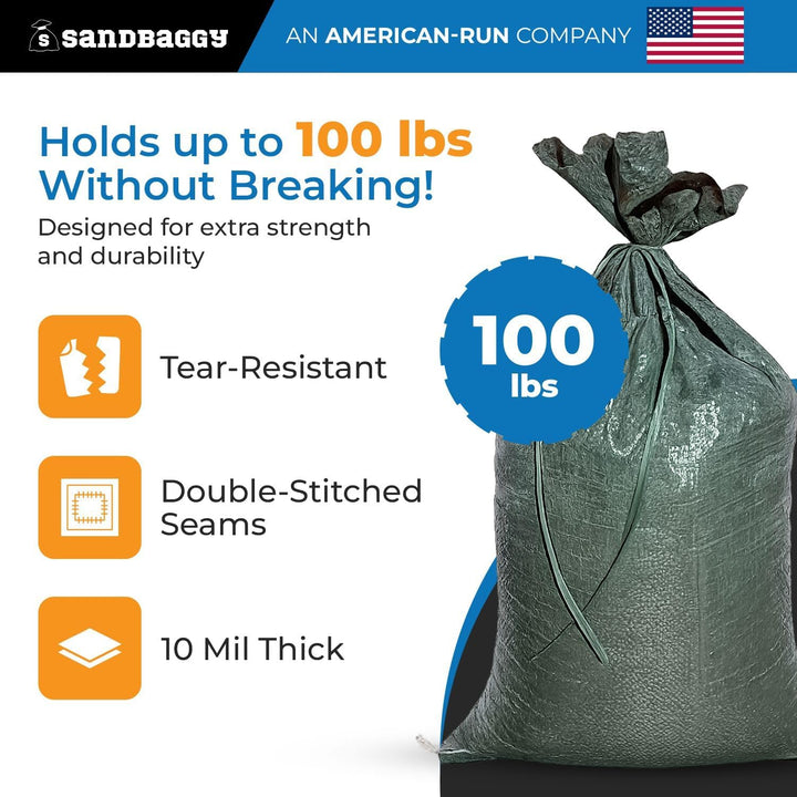 Sandbaggy Strapazierfähige leere Sandsäcke für Überschwemmungen (35,6 x 66 cm) – Poly-Sandsäcke – Ho