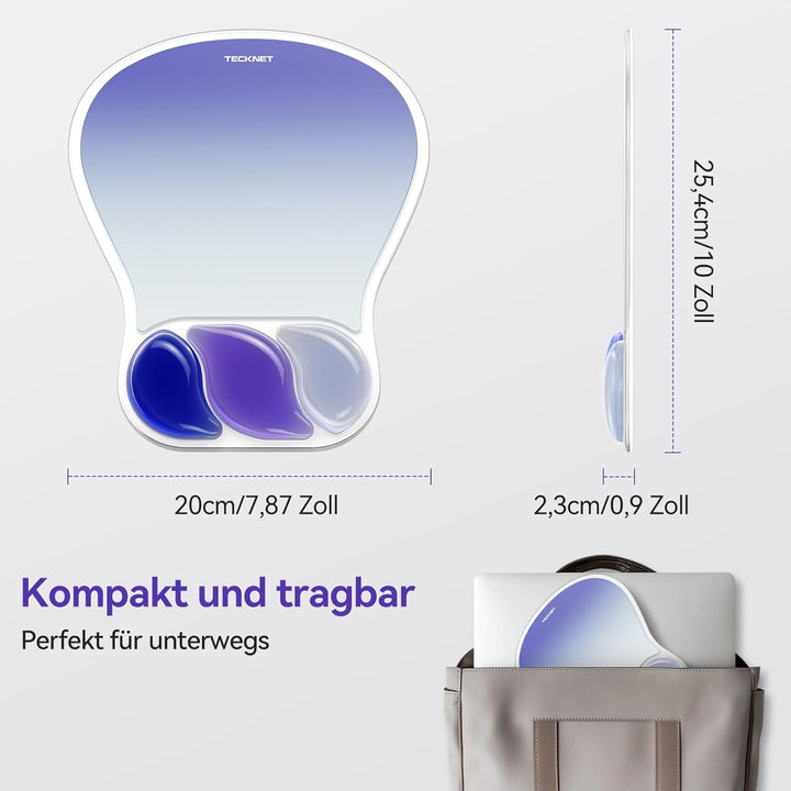 TECKNET Gel-Mauspad mit Handgelenkauflage, ergonomisches Mauspad mit Gelkissen Handgelenkstütze zur
