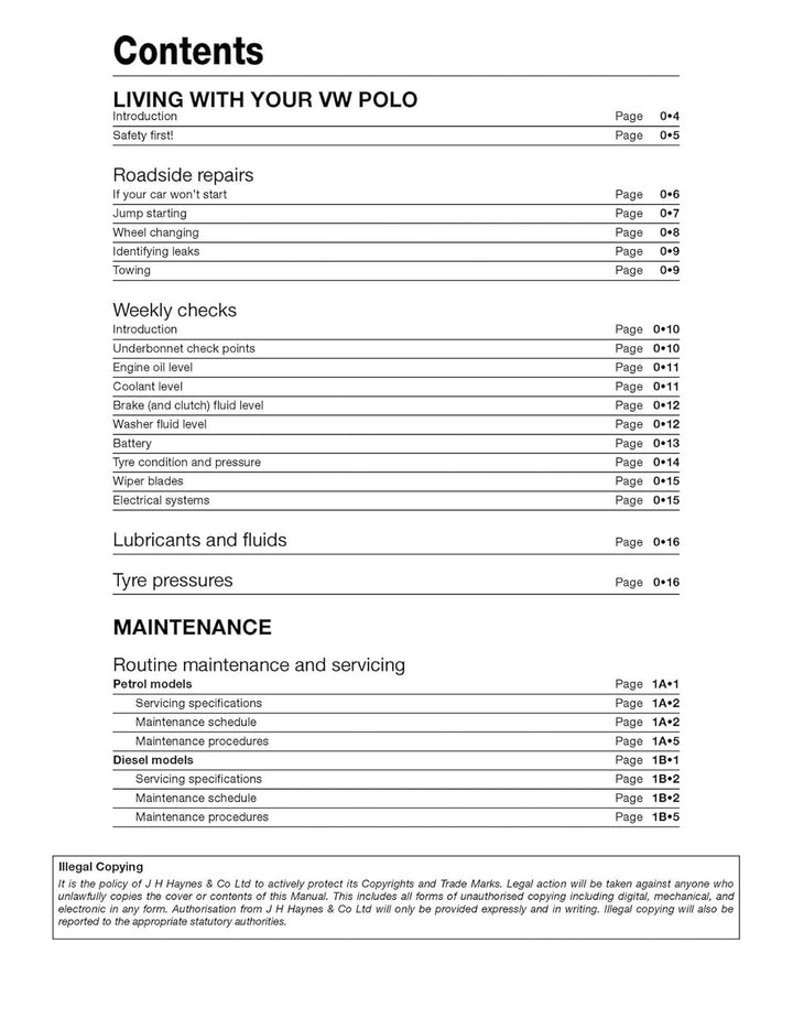 VW Polo (09 - 14) Haynes Repair Manual, Taschenbuch