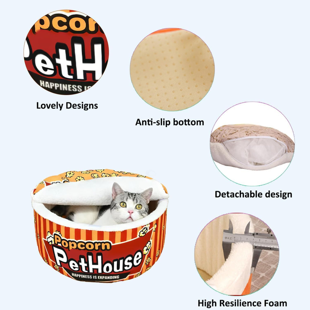 Katzenhöhle, Katzenbetten, Kuschelhöhle für Kätzchen, Bequemer Schlafplatz für Katzen Welpen, Plüsch
