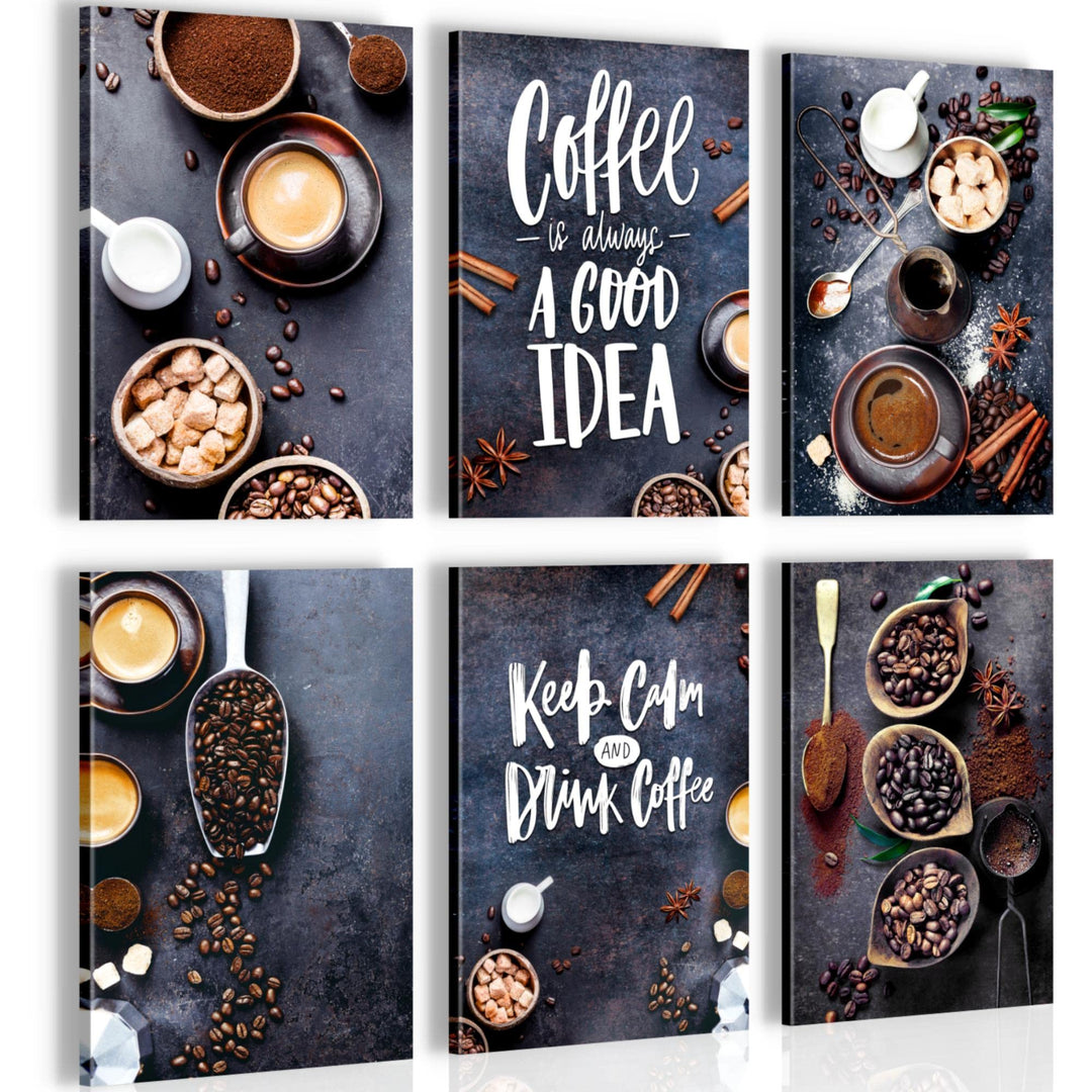 Novart Wandbilder Set - KOMPLETT AUFHÄNGFERTIG - Made in Germany - Moderne Bilder Kaffee Küche Coffe