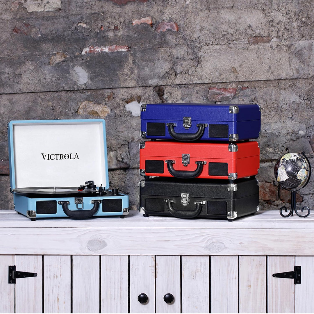 Victrola Journey Bluetooth Kofferplattenspieler mit DREI Abspielgeschwindigkeiten | Schwarz | VSC-55