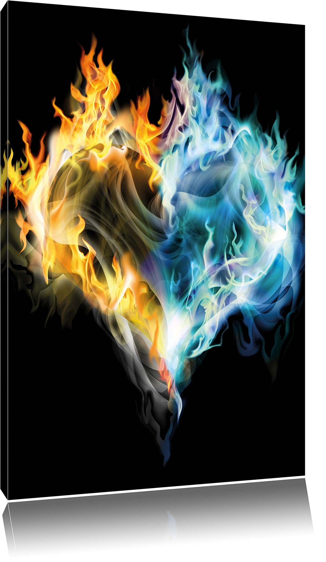 Pixxprint Dark Herz aus Feuer und Wasser als Leinwandbild/Grösse: 100x70 / Wandbild/Kunstdruck/ferti
