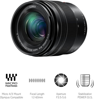 Panasonic H-FS12060E LUMIX G Vario 12-60 mm F3.5-5.6 ASPH. Objektiv (5x Zoom, Power O.I.S. Bildstabi