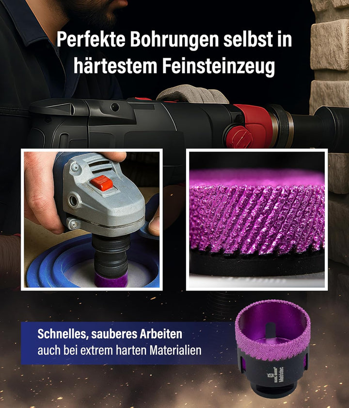 Karl Dahm MATRIXTEC Diamant-Trockenbohrkrone Ø 50 mm I Fliesenbohrer für Feinsteinzeug, Fliesen & Na