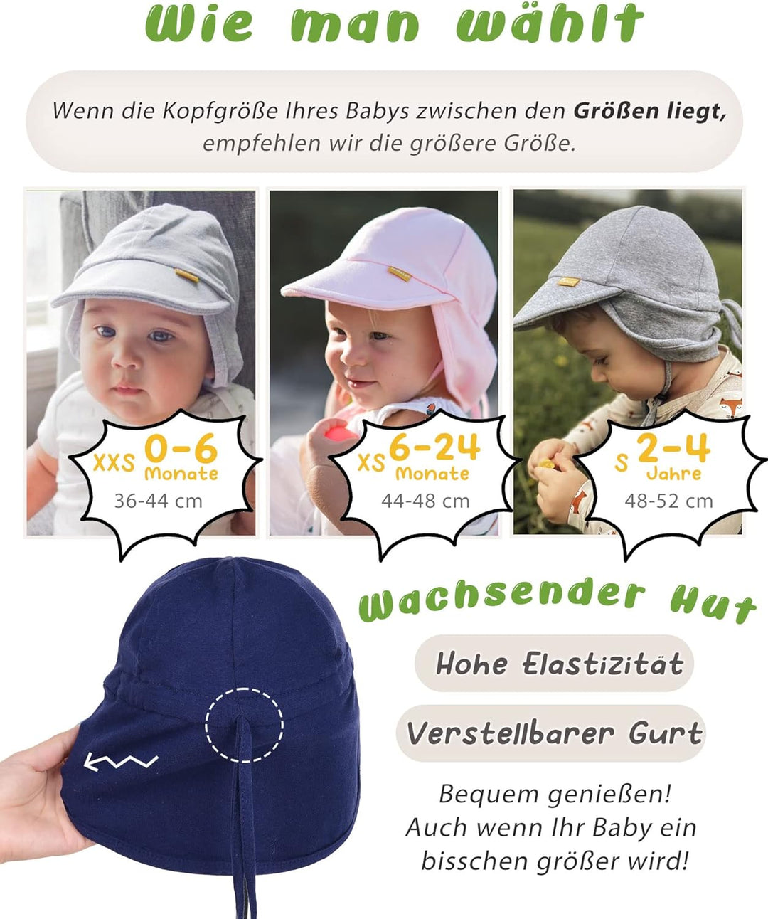 FURTALK Baby Kleinkind Sonnenhut UPF 50+ UV-Schutz Mädchen & Jungen Sommer Kappe Kinder Strand Mütze