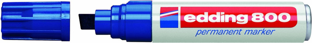 Edding Permanentmarker 800 Blau, 5 Stück, Nachfüllbar, Keilspitze, Wasserfest 4-12mm