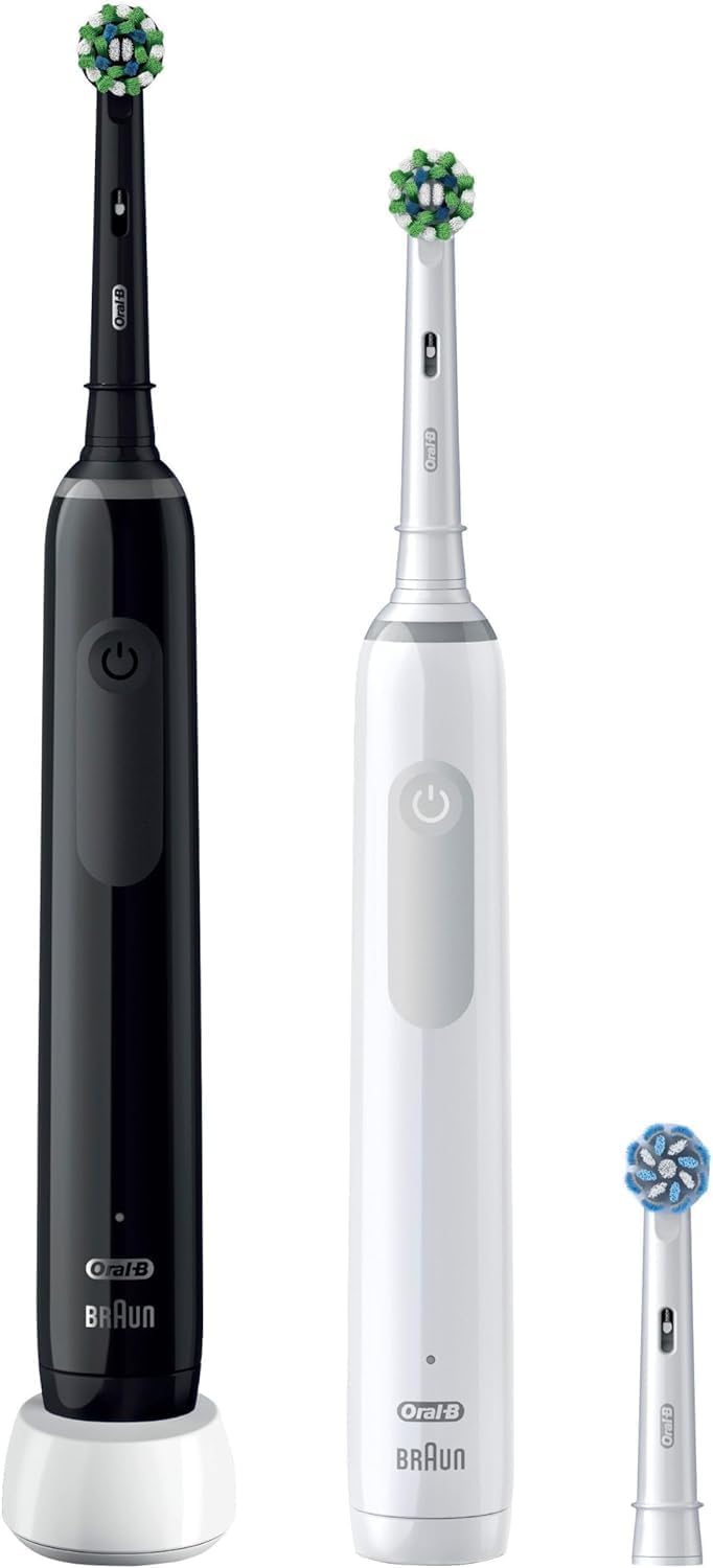 Oral-B Pro 3 3900 Elektrische Zahnbürste/Electric Toothbrush, Doppelpack & 3 Aufsteckbürsten, mit 3