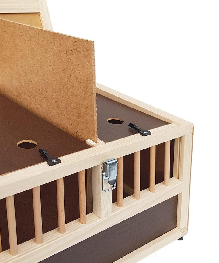 Kleintier-Transportbox aus Holz - 2 Abteilungen - je mit verschliessbarem Innendeckel