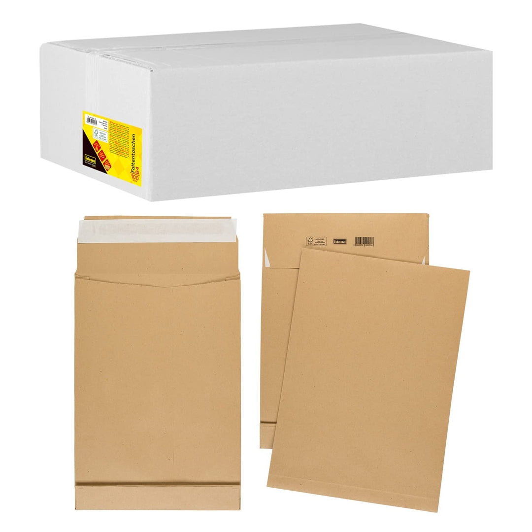 Idena 10253 - Versandtaschen DIN B4, 100 Stück haftklebend, Faltentaschen mit 4 cm Bodenfalte, Umsch