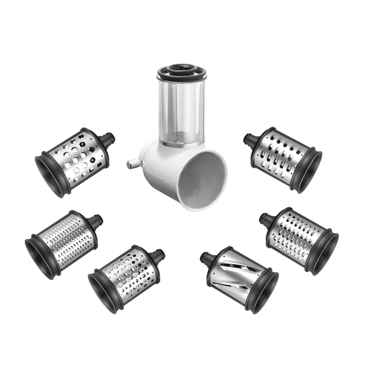 Kitchenaid KSMVSA+KSMEMVSC Gemüseschneider Set, Edelstahl, Silber, Weiss, 7- teilig Single, Single