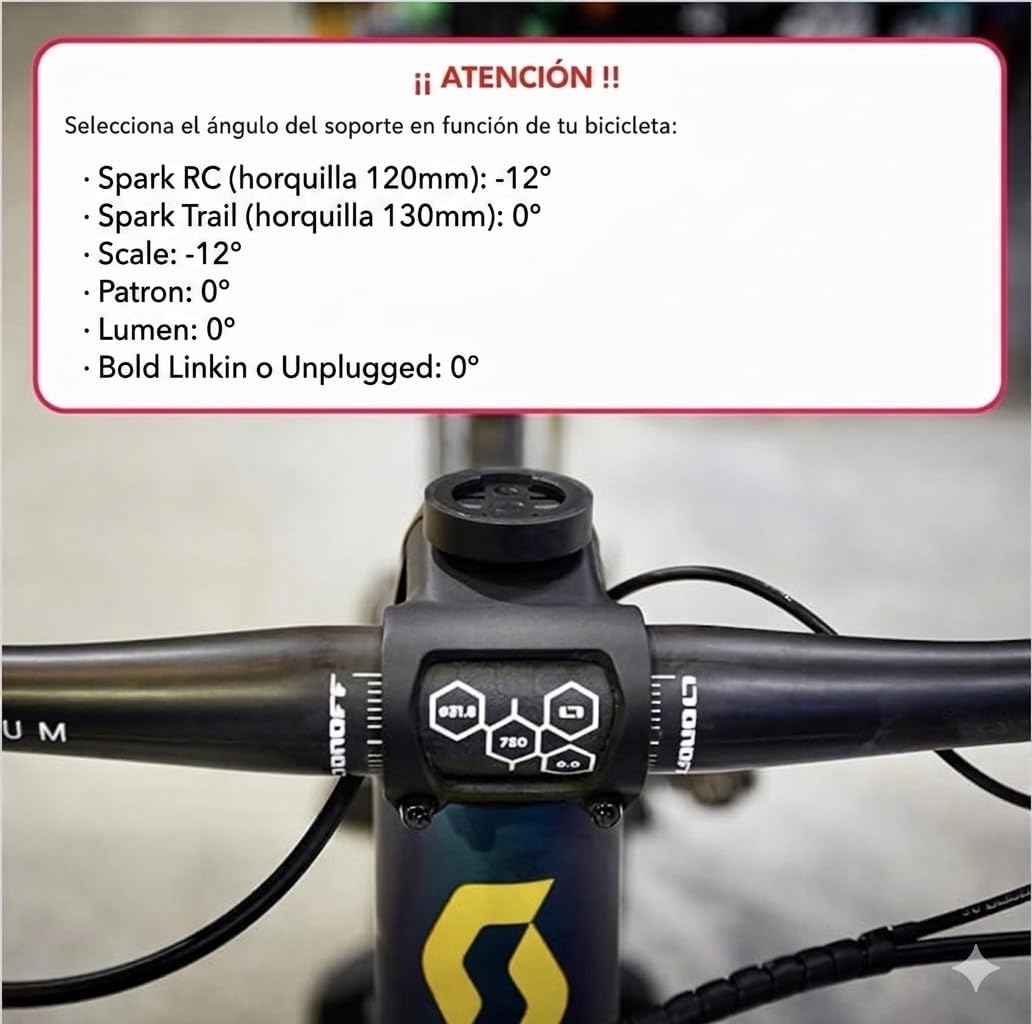 Bike3D Garmin GPS-Halterung, kompatibel mit Scott Spark und Patron 2022/23 oder Scott Scale oder Lum
