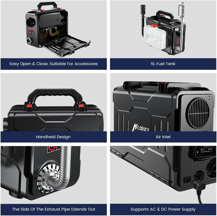 HCALORY 12V/24V Tragbare Diesel-Standheizung, 8KW All-in-One Diesel Luftheizung, Bluetooth APP-Steue