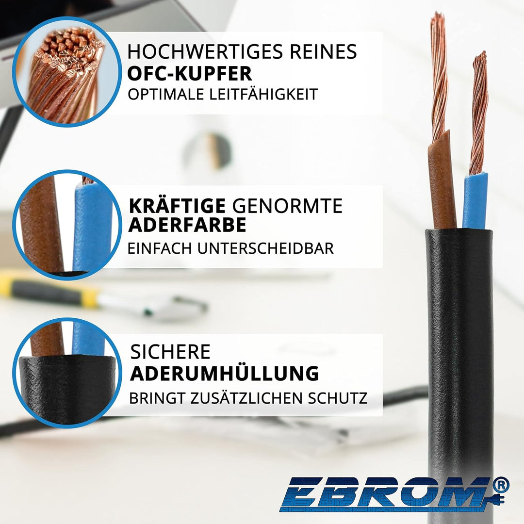 EBROM Schlauchleitung Gerätekabel -RUND- H05VV-F 2x1,5 mm², schwarz, 180 m | von 5 bis 200 m - flexi