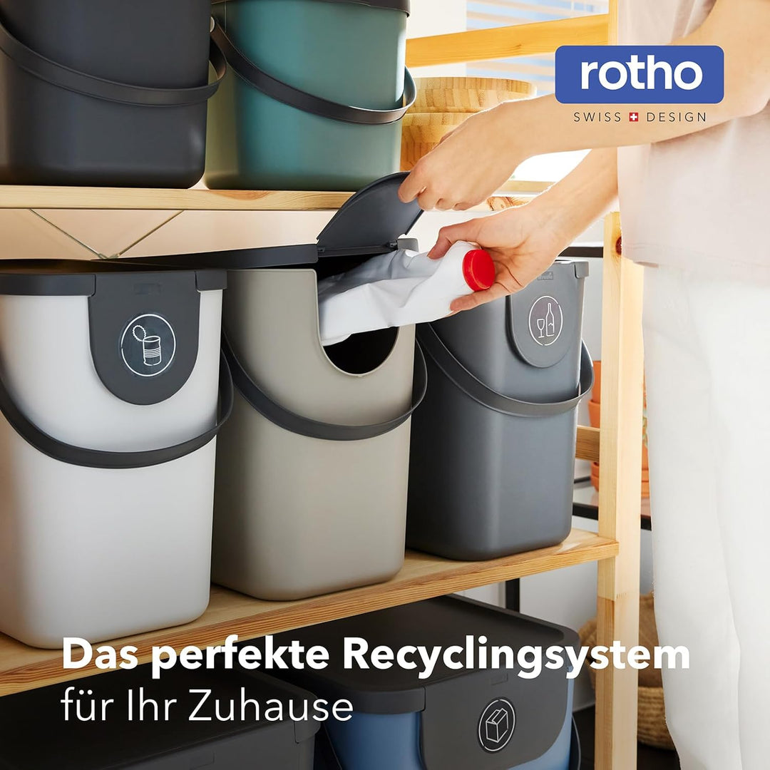 Rotho Albula Mülltrennungssystem 25l für die Küche, Kunststoff (PP) BPA-frei, anthrazit, 25l (40.0 x