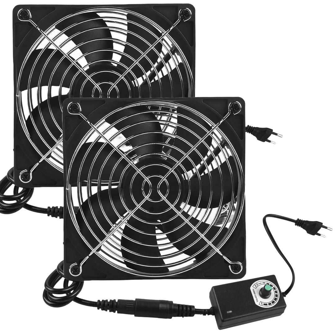 2 Stück Abluftventilator 120mm Badlüfter Leise DC12V, Mini Axiallüfter mit Einstellbarer Geschwindig