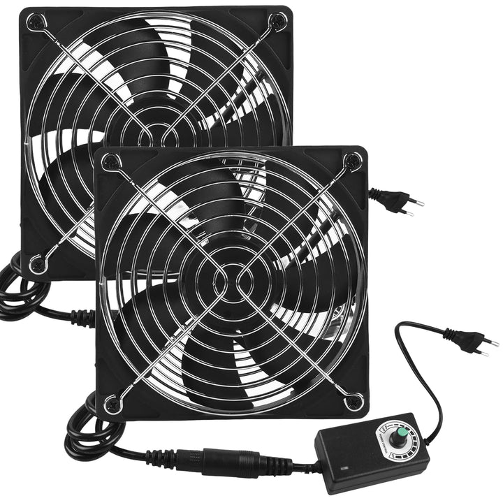2 Stück Abluftventilator 120mm Badlüfter Leise DC12V, Mini Axiallüfter mit Einstellbarer Geschwindig
