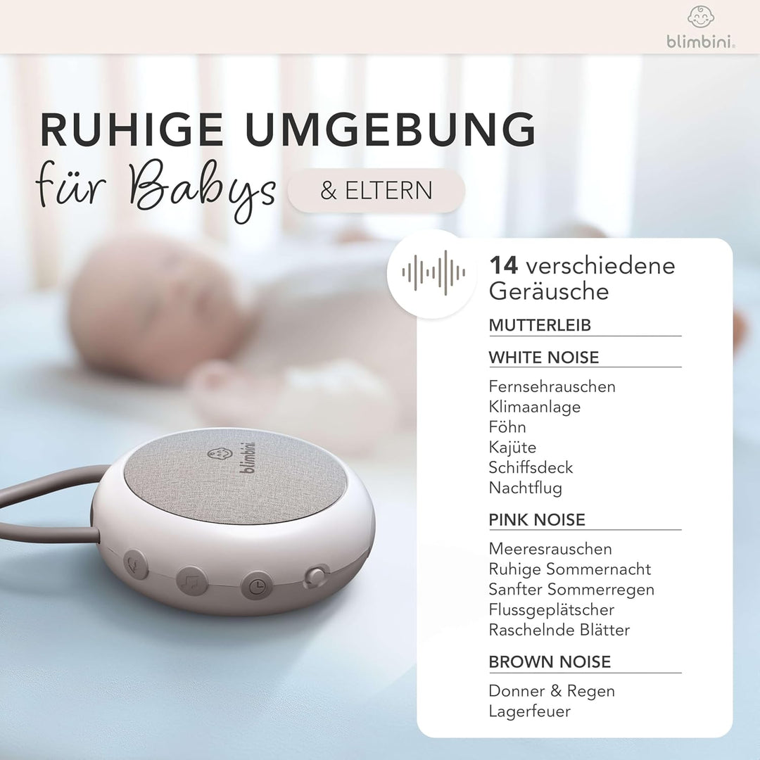 White Noise Machine Baby - Einschlafhilfe für Babys mit Nachtlicht - Regengeräusche zum Einschlafen,