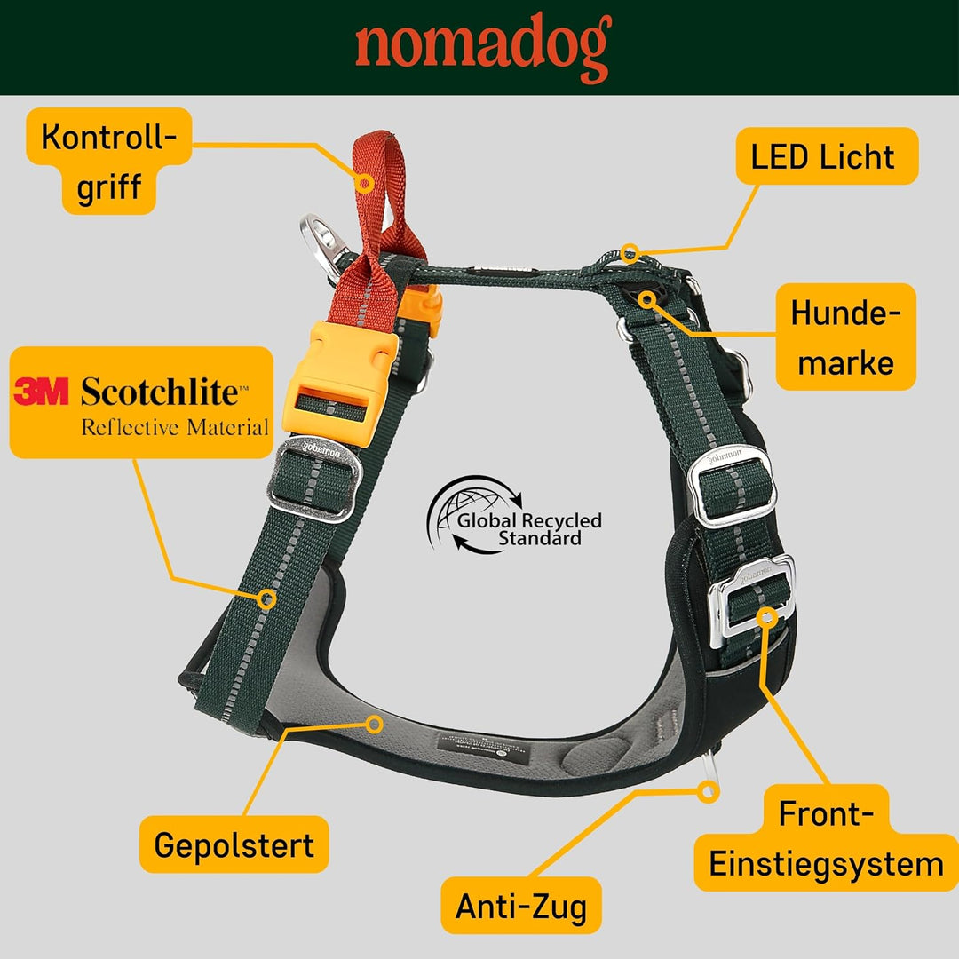 Nomadog Trailblazer Anti Zug Hundegeschirr Mittelgrosse Hunde mit Griff - Gepolstert, Verstellbar fü