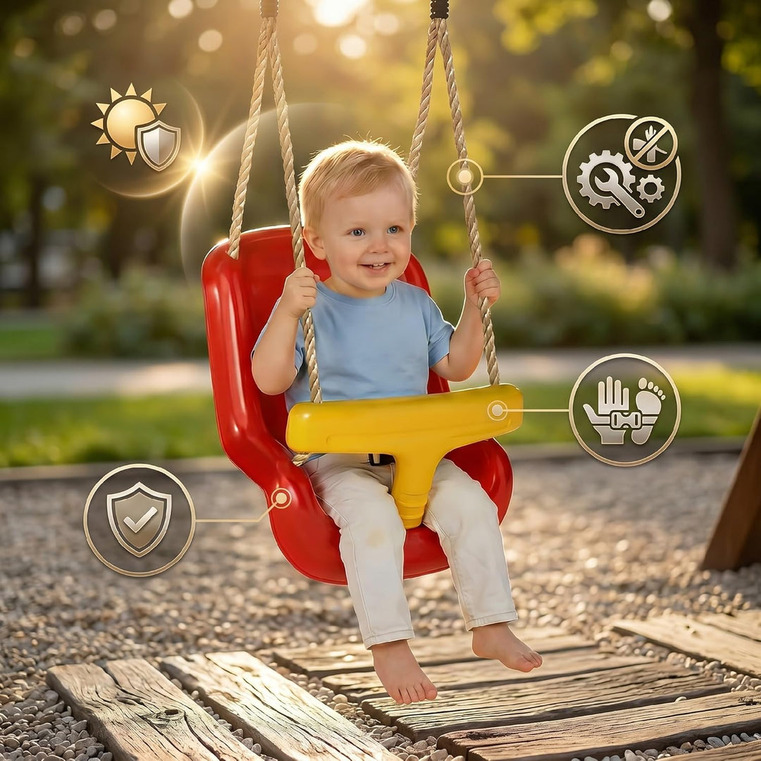 AIYAPLAY Babyschaukel verstellbar Mitwachsend Babysitz Schaukelsitz mit Rückenlehne und Sicherheitsg